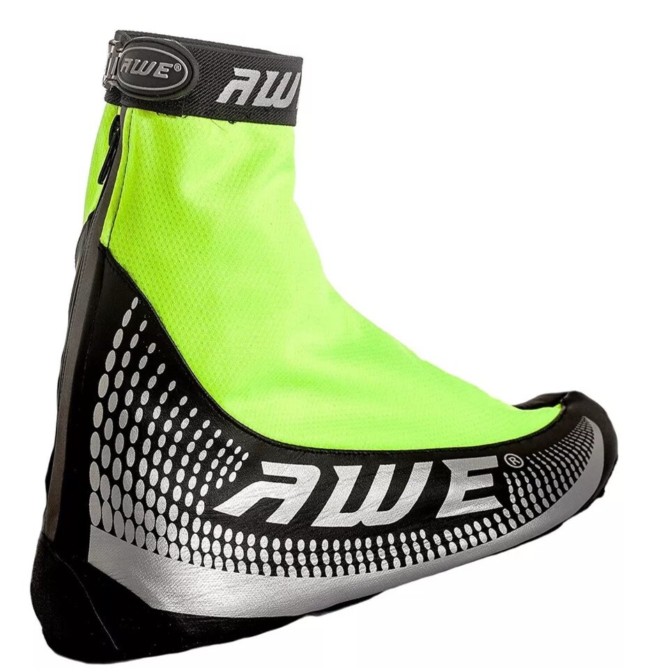 image 1 of AWE Bike Shoe Cover Neoprene/PU Reflective Neon/Black/Silver Waterproof Size 7-9