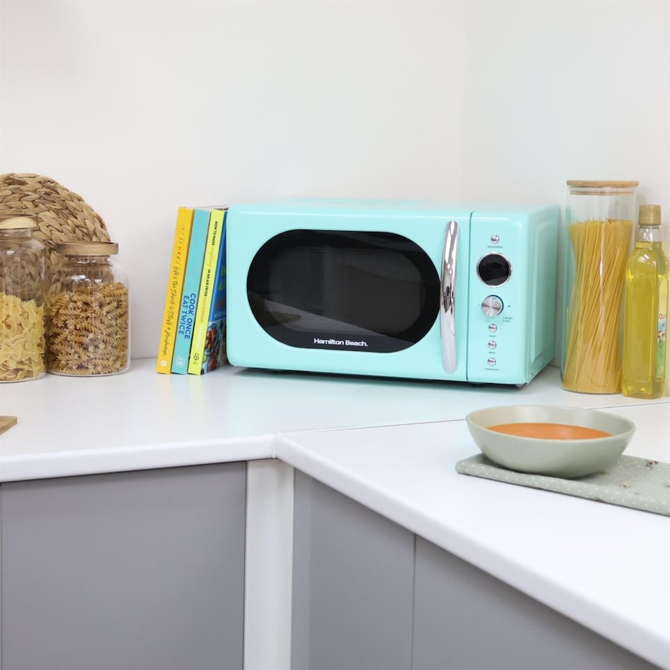 image 1 of Hamilton Beach Ella Mint Kettle, Toaster & Microwave Set