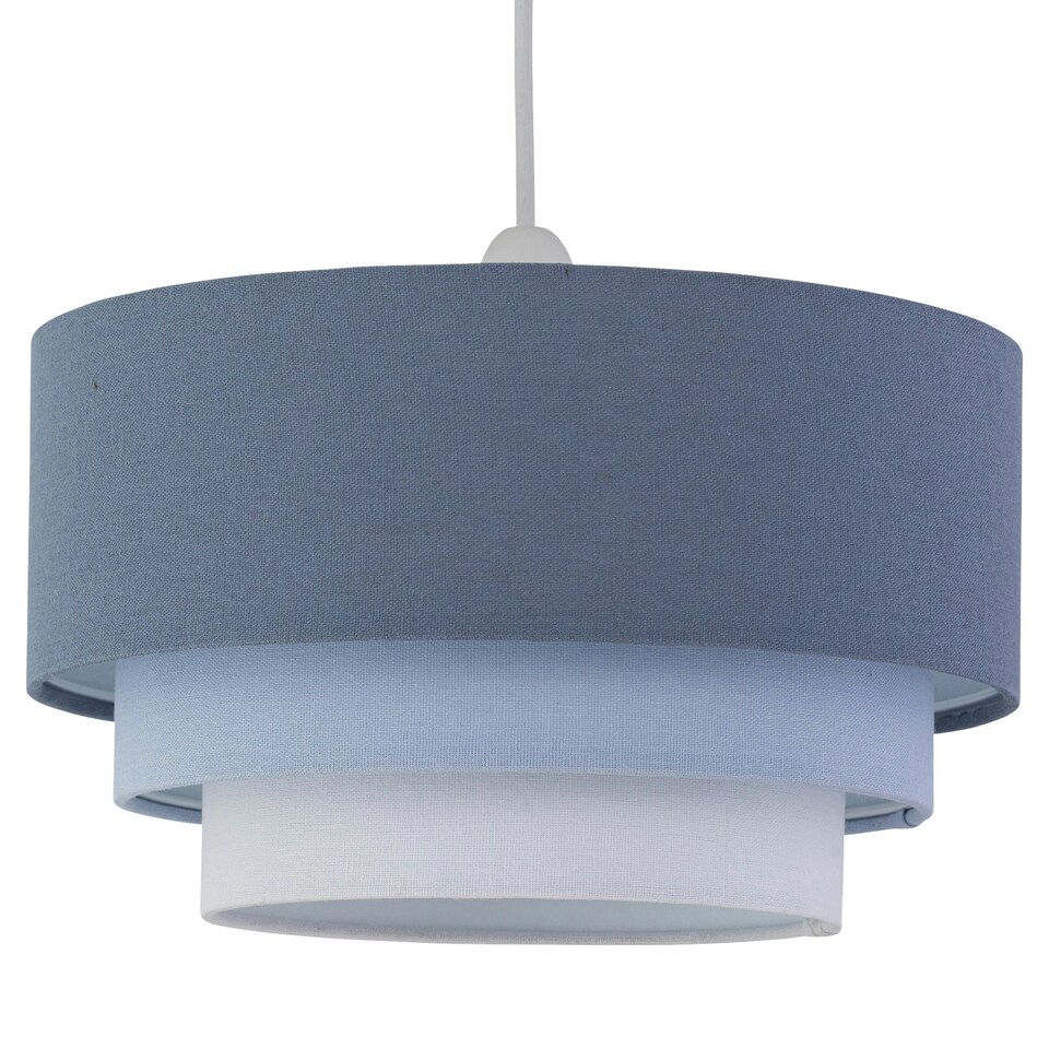 image 1 of Gabi - Blue Ombre Linen 3 Tier Ceiling Light Shade Blue