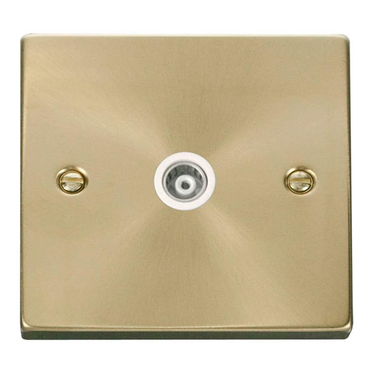 SE HOME Satin Brushed Brass Single Isolated Coaxial Socket Gold Satin Brass