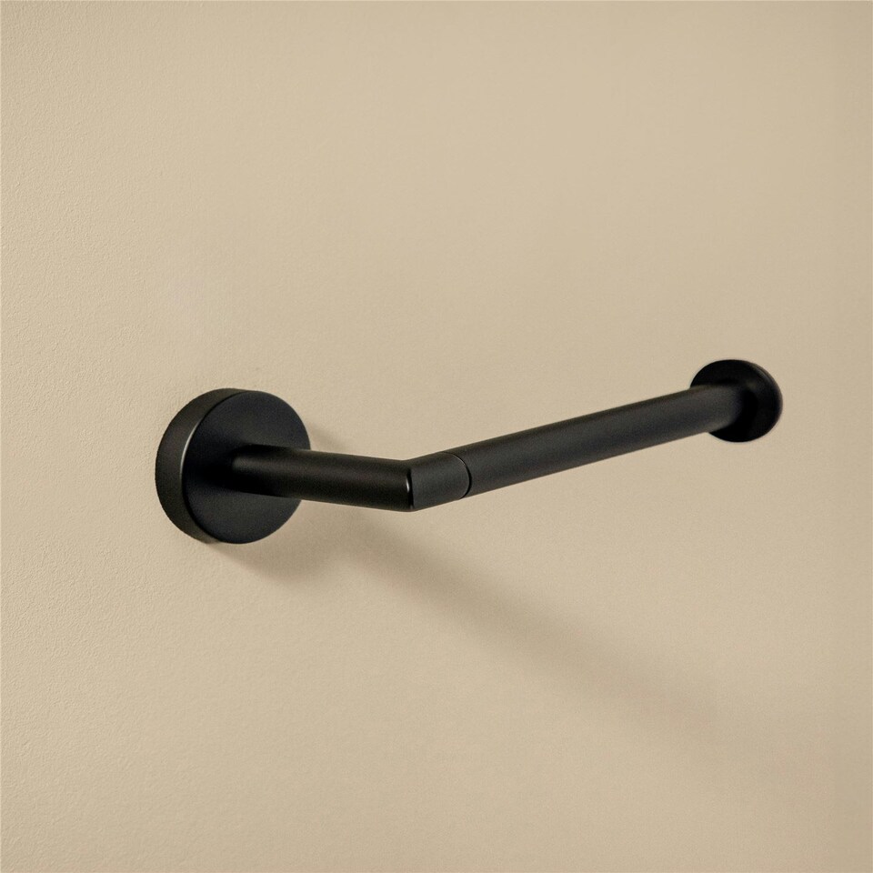image 1 of Cosmic Wall Mounted Toilet Roll Holder w/ Durable Metal for Bathroom Black 17 cm