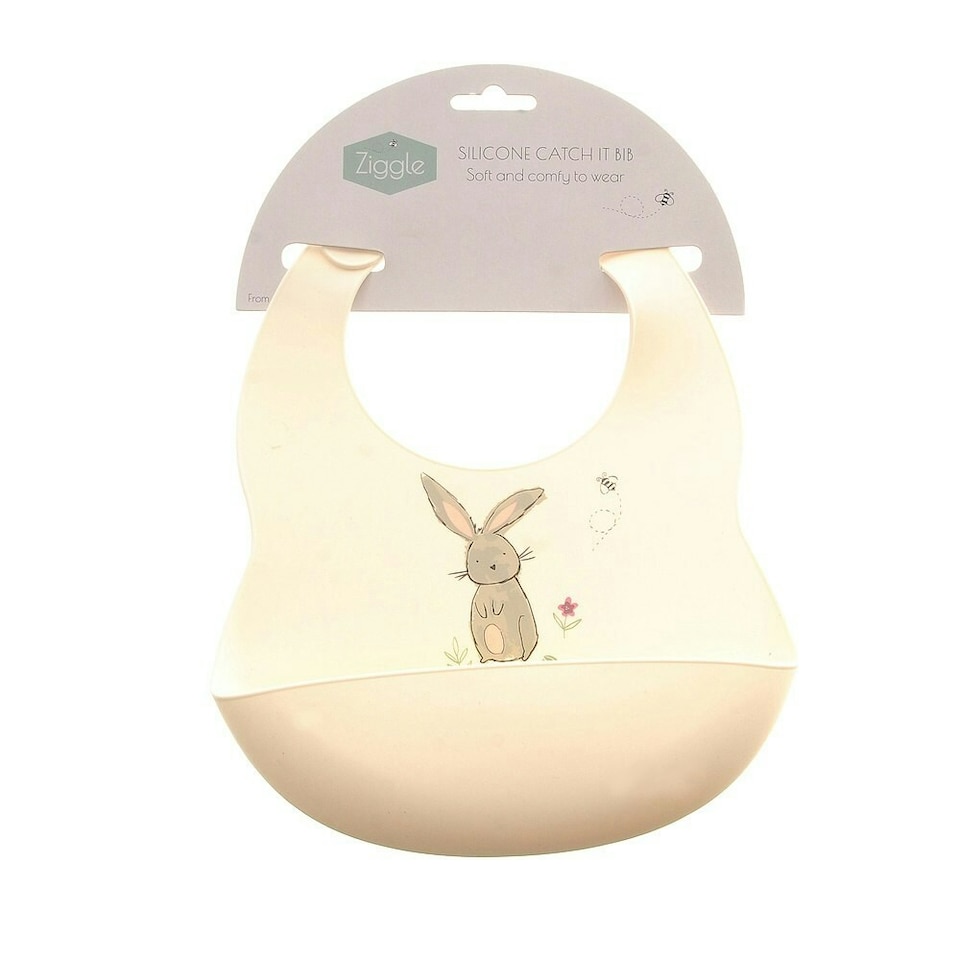 image 1 of Ziggle Silcone Catch It Bib Bunnies Cream | Cream | One Size | 1