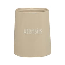 Fletcher Beige Ceramic Utensil Jar Brown