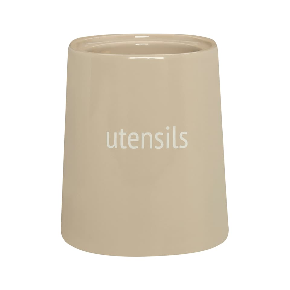 image 1 of Fletcher Beige Ceramic Utensil Jar Brown