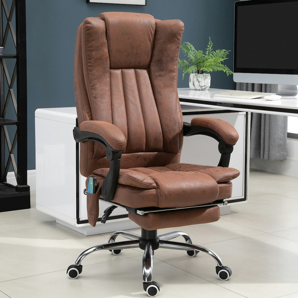 image 1 of Vinsetto High Back Office Chair with Vibration Massage and Heat, Brown