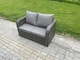 image 4 of Fimous Outdoor Rattan Garden Furniture Set 8 Seater Patio Love Sofa Set with Rectangular Dining Table 2 Small Footstool Dark Grey Mixed