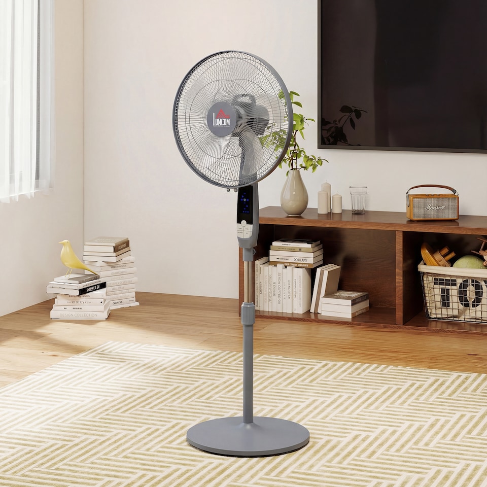 image 1 of HOMCOM 16 Oscillation Cooling Fan with Remote Adjustable Height