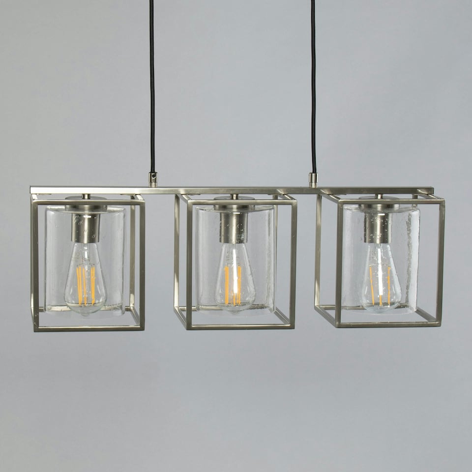 image 1 of BHS Hardy 3 Light Diner Pendant, Nickel Grey | Nickel