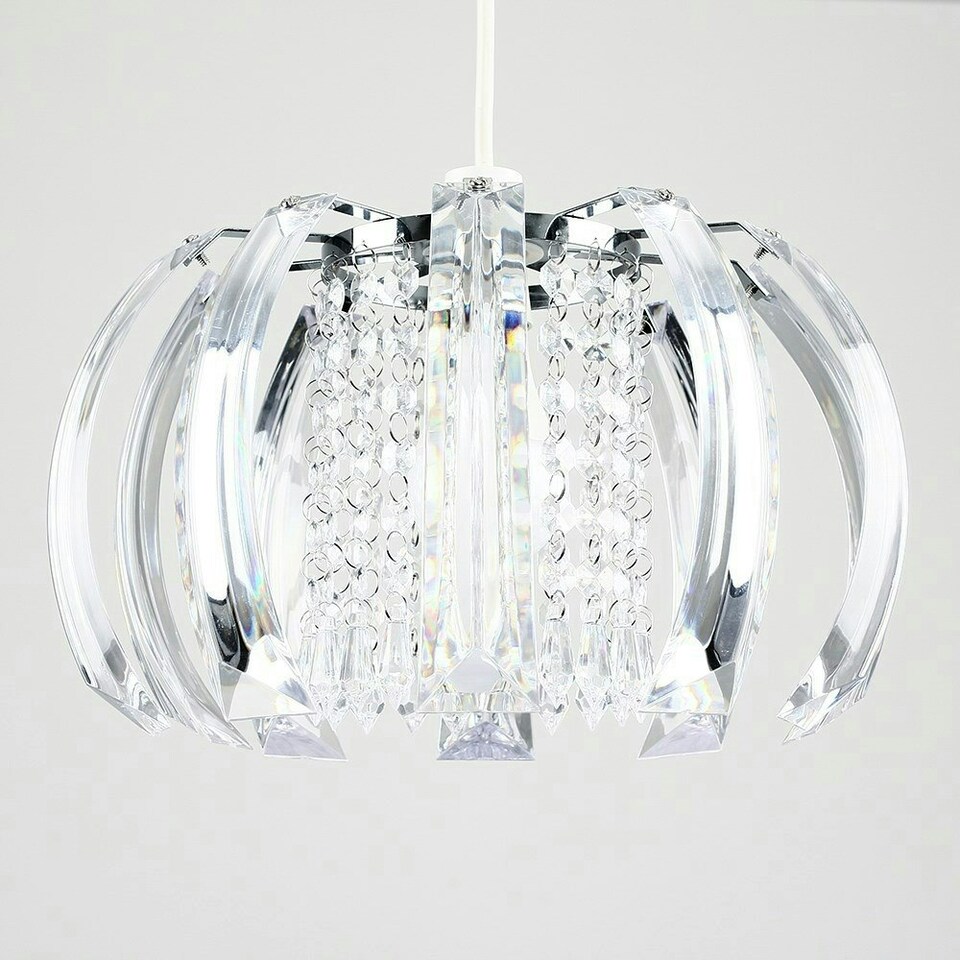 image 1 of ValueLights Ceiling Shade In Chrome Finish With Clear Acrylic Droplets