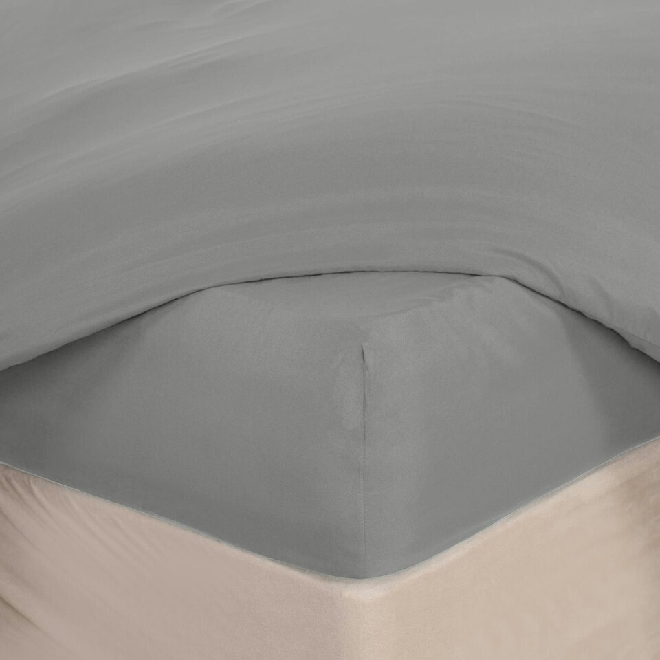image 1 of OHS Plain Soft Microfibre 30cm Deep Fitted Bed Sheet, Double - Grey