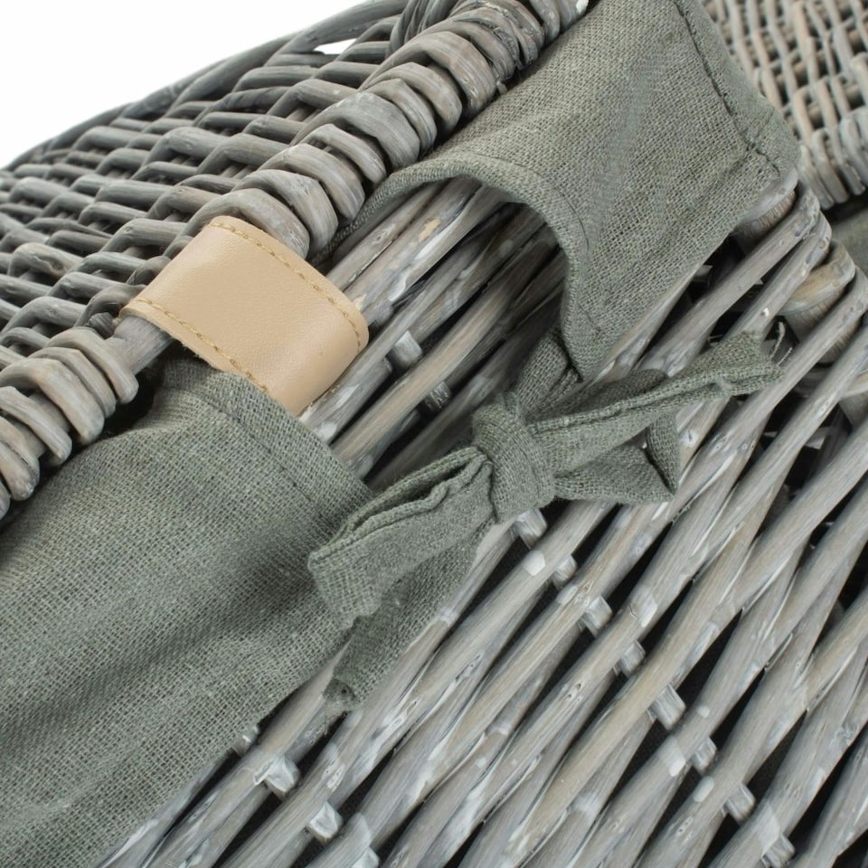 image 1 of Set of 2 Grey Wash Square Laundry Basket with Grey Sage Lining | Grey | Grey