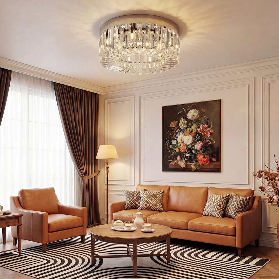image 1 of HOMCOM Crystal Ceiling Light with 160 Crystal Pendants