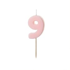 Pastel Pink Number 9 Shaped Candle 5.5cm