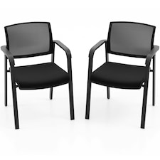 COSTWAY Set of 2 Meeting Waiting Room Office Chairs Stackable Black
