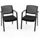 image 1 of COSTWAY Set of 2 Meeting Waiting Room Office Chairs Stackable Black