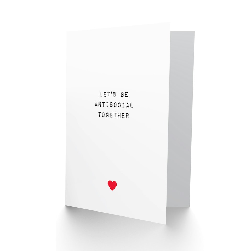 image 1 of Funny Antisocial Together Anniversary Valentines Day Card