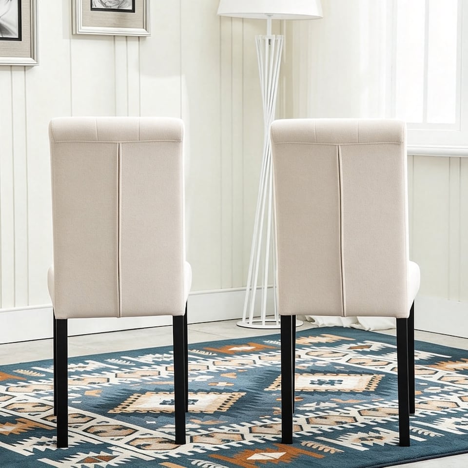 image 1 of MCC Direct Set of 2 Fabric Linen Button Back Kitchen Dining Chairs
