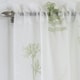 image 2 of Pair of Bracken Green Leaf Print Voile Panels 183 cm (72 inch) Rod Pocket Panels for Bedroom and Living Room