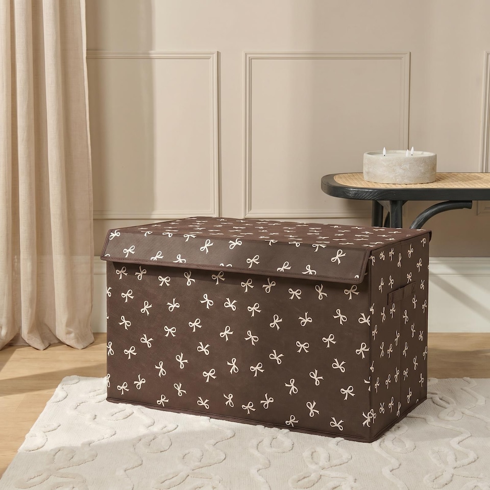 image 1 of OHS Bows Foldable Fabric Storage Box Toy Organiser with Lid