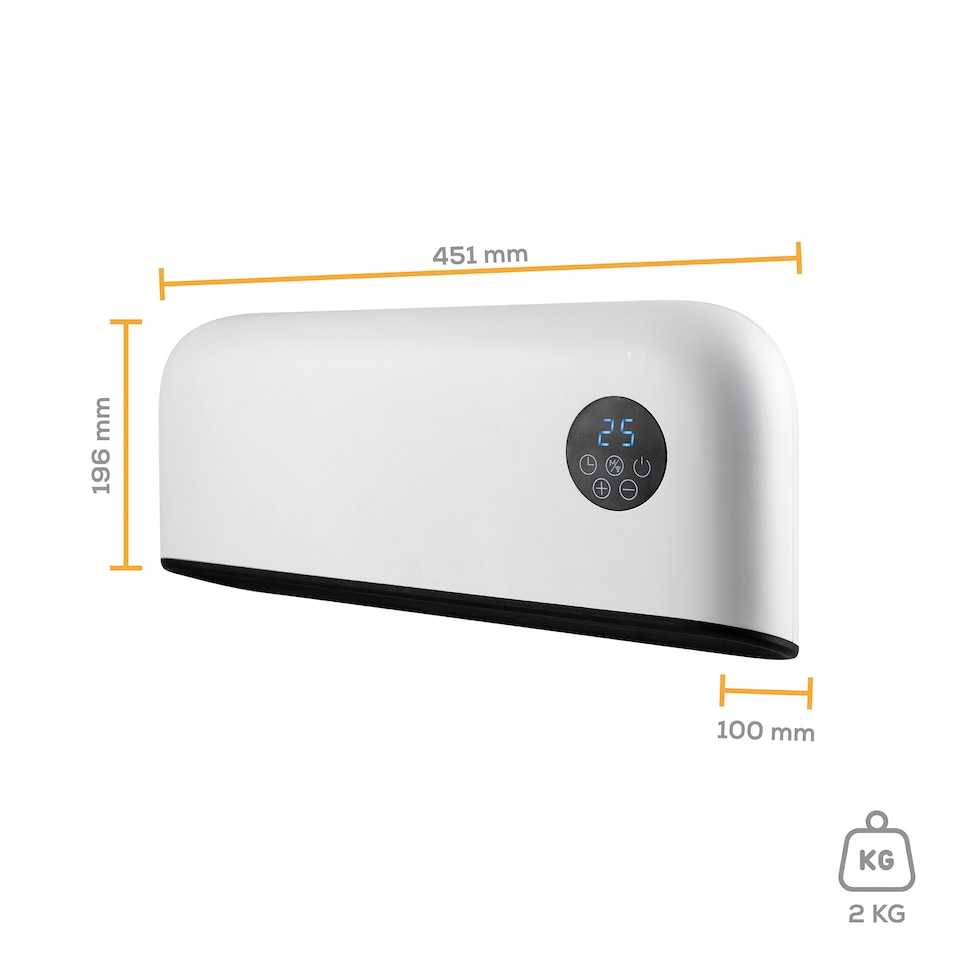 image 1 of TCP Smart Downflow Ceramic Wall Mounted Heater 2000W, Ideal For Bathrooms and Small Rooms