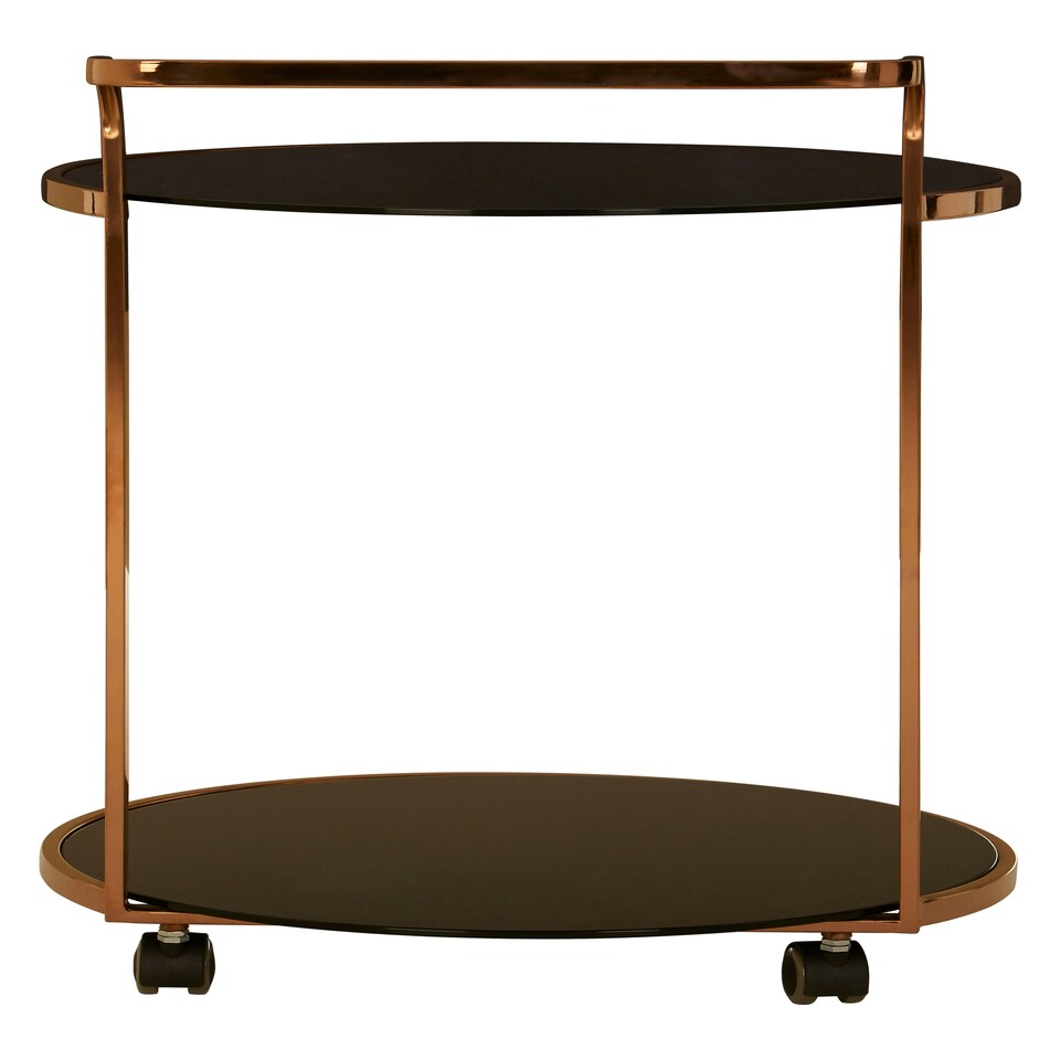 image 1 of Interiors by Premier Elegant 2 Tier Gold Finish Drinks Trolley, Functional Bar Trolley, Easy Mobility Drinks Trolley