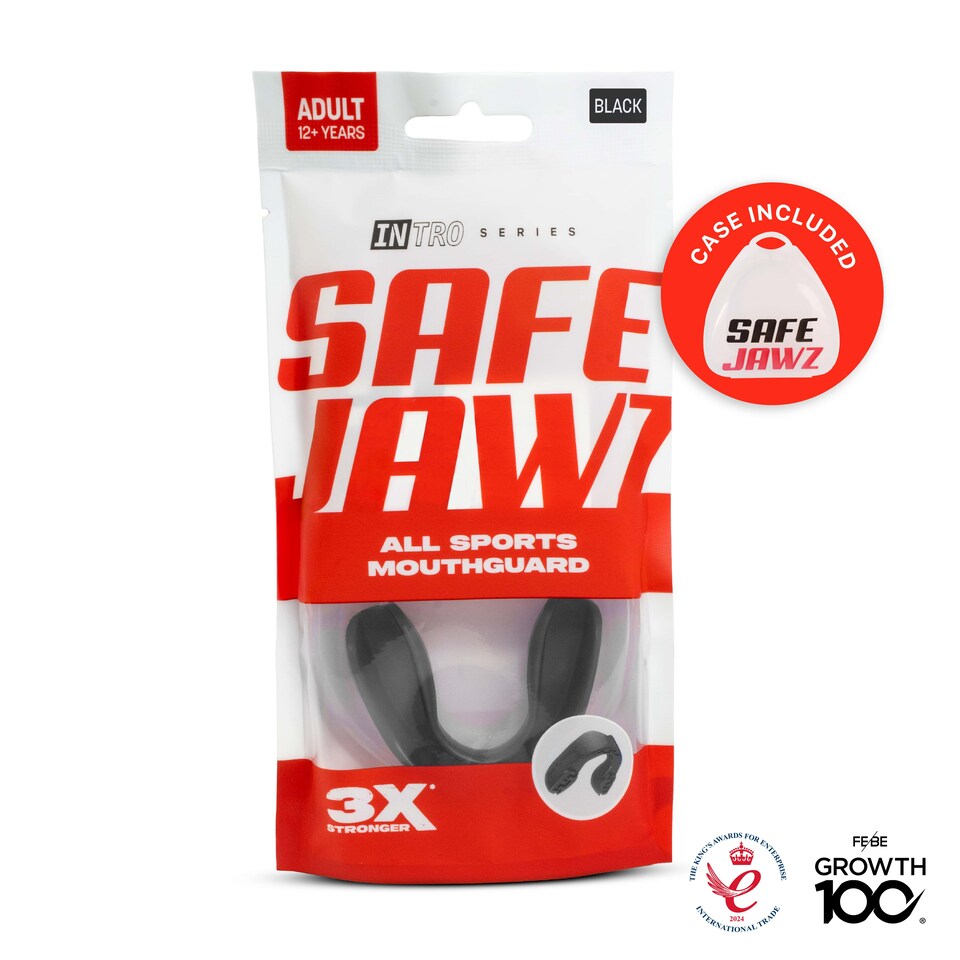 image 1 of SAFEJAWZ Intro Sports Mouth Guard Black Adult/Junior
