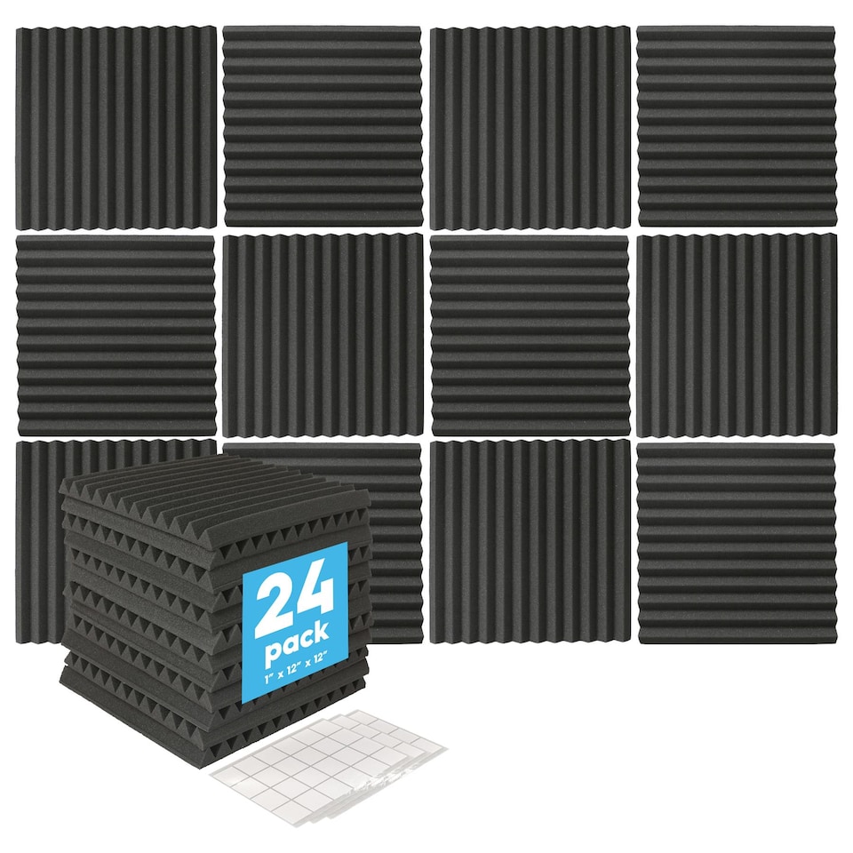 image 1 of Harbour Housewares Square Foam Acoustic Panels - 2.5 x 30 x 30cm - Black - Pack of 24 | Black | Black | 24