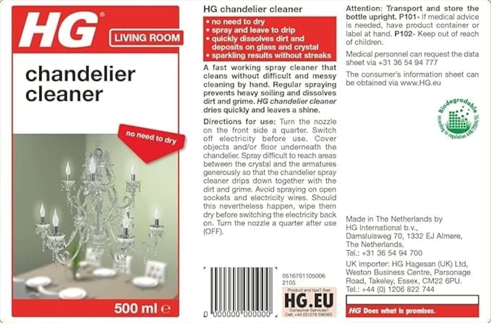 image 1 of H G Chandelier Cleaner 500Ml