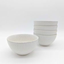 Reactive Cream Glaze Dinnerware Cereal Bowl 6pc Set 15cm
