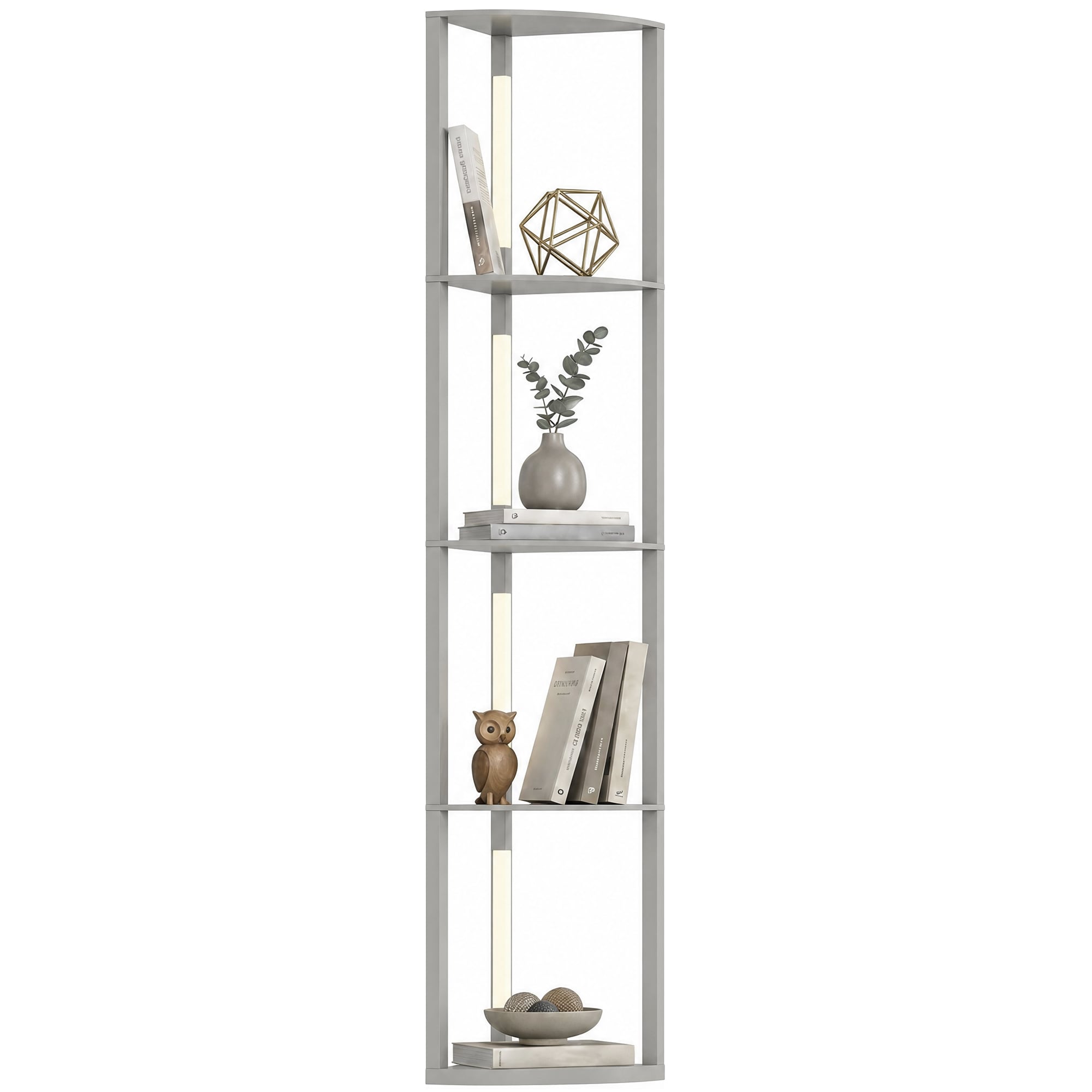 HOMCOM Corner Floor Lamp with Warm White LED Light, Grey, Grey