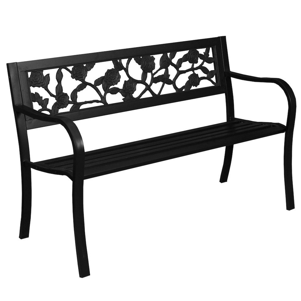image 1 of Garden Vida 3 Seater Steel Garden Bench Outdoor Patio Seating, Rose
