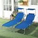 image 2 of Outsunny Folding Sun Lounger Set of 2 w/ Sunshade Adjustable Backrest Blue