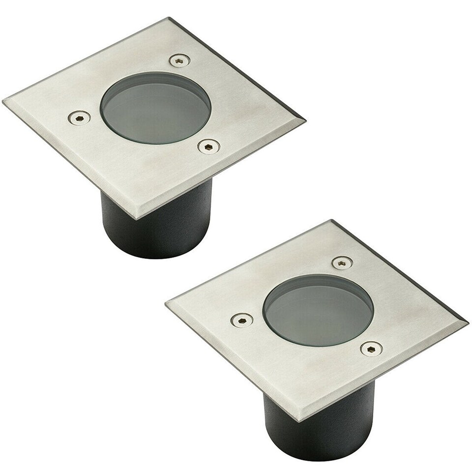 image 1 of CGC MYAH Small Square Stainless Steel Inground Decking Light GU10 | Silver | Stainless steel effect | Height: 10 cm, Width: 10 cm, Cut Out: 8.5 cm