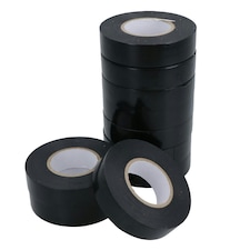 BLACK electrical insulation tape 19mm wide x 20 metres long (pack of 10) TE482
