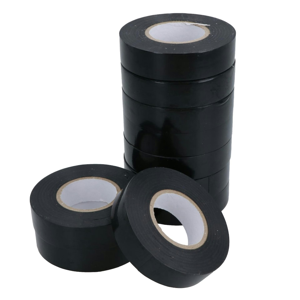 image 1 of BLACK electrical insulation tape 19mm wide x 20 metres long (pack of 10) TE482