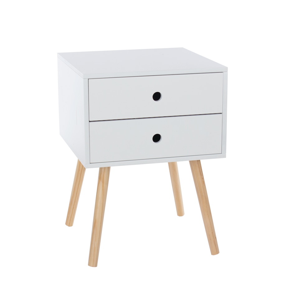 image 1 of Options Scandia 2 Drawer Nightstand - Stylish Two Tone Bedside Table for Small Spaces | White | White | One Size | 1