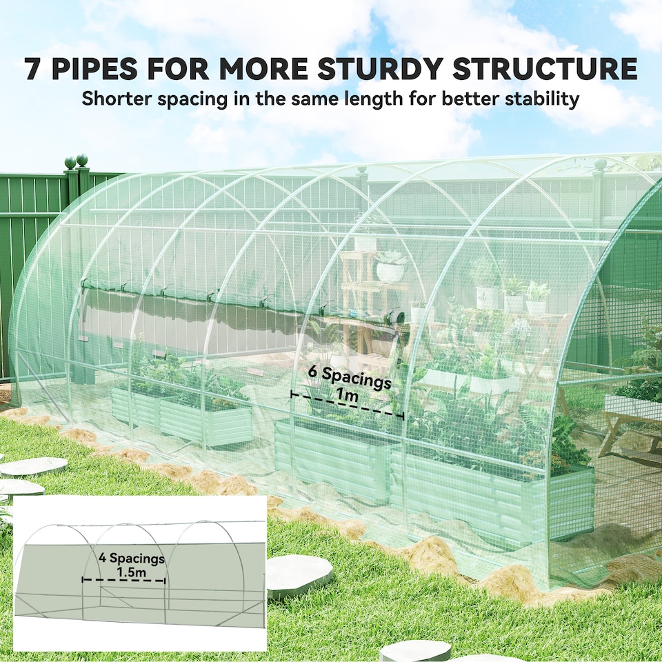 image 1 of Outsunny 6 x 3M Reinforced Walk-in Polytunnel Garden Greenhouse Steel Frame