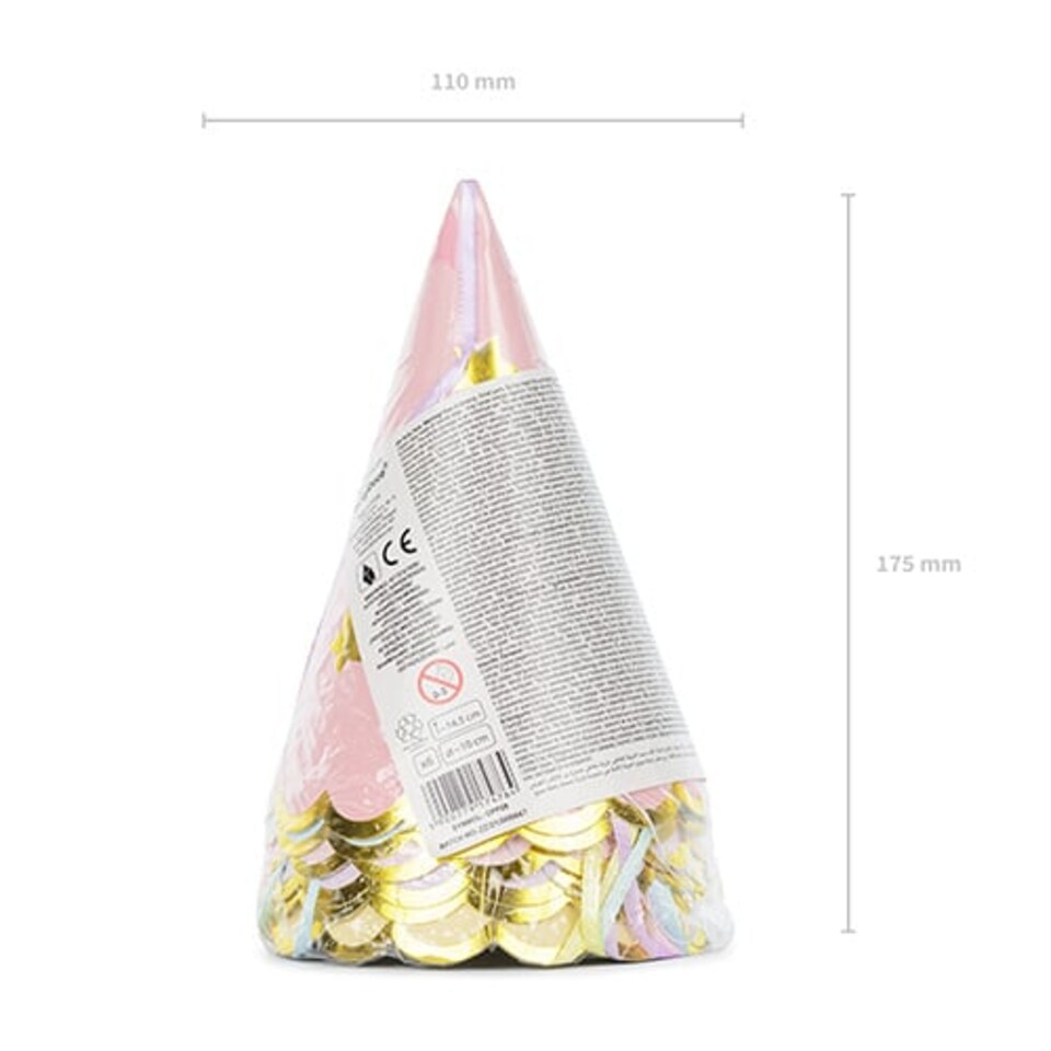 image 1 of Pastel Stars Paper Party Hats with Satin Ribbon - Pack of 6