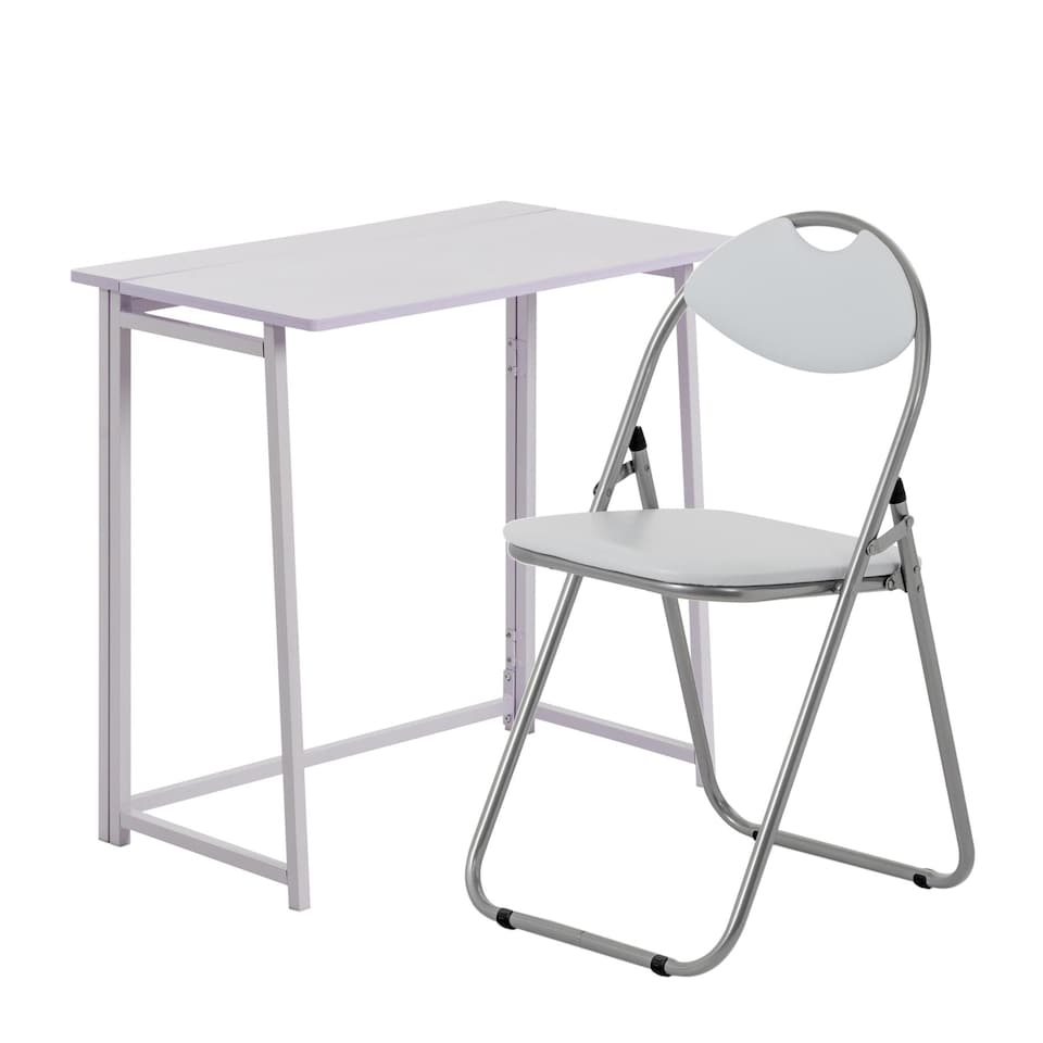 image 1 of Harbour Housewares Deluxe Folding Wooden Desk & Chair Set - Lilac/Lilac | White | Lilac/White