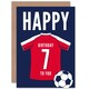 image 1 of Football Strip Kit White Red Top On Age 7 Year Old Child Kids 7th Birthday Card