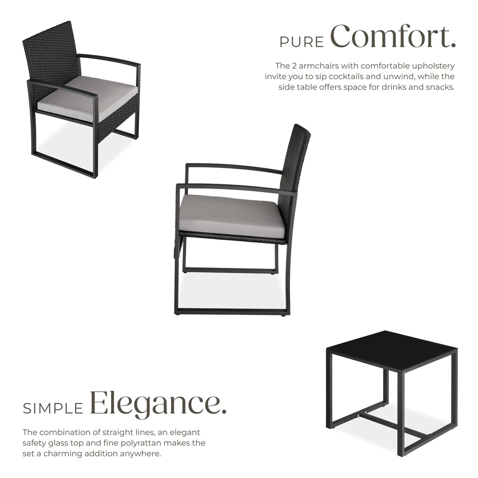 image 1 of Garden Table and Chairs Granada - 2 armchairs, coffee table, bistro set