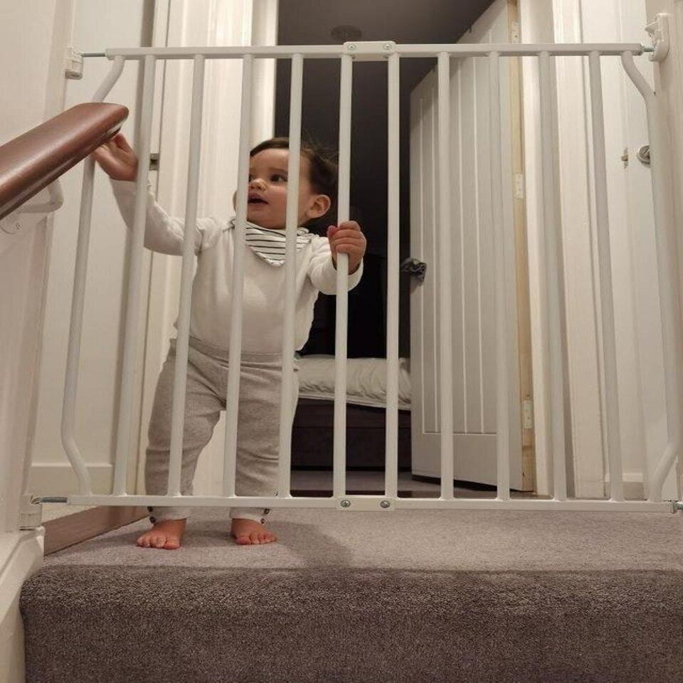 image 1 of Safetots Eco Screw Fit Baby Gate, White, 70cm - 80cm, Stair Gate for Toddler and Baby, Screw Fit Safety Barrier