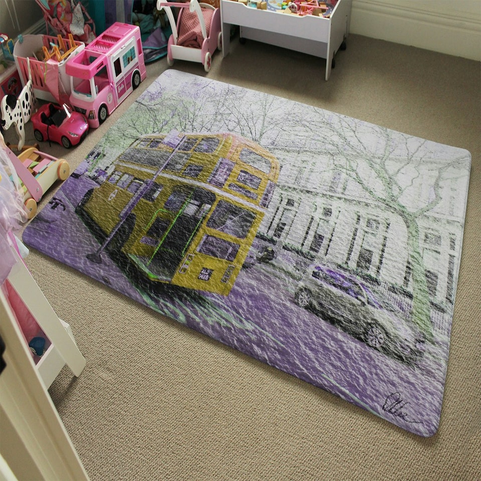 image 1 of London bus YELLOW rear (Rug) Yellow | Large: 140x200cm
