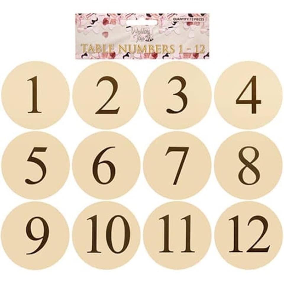 Ivory Round Table Card Numbers - Pack of 12