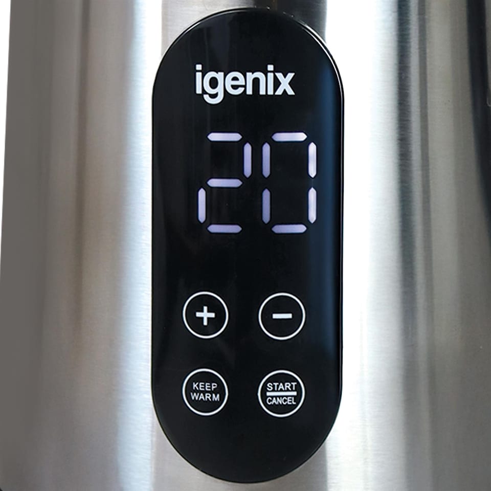 image 1 of Igenix 3000W Digital Jug Kettle, 4 Hour Keep Warm Function, Temperature Set, Auto Shut Off, Boil-Dry Protection, 360 Cordless Base, Stainless Steel, IGK01550SS