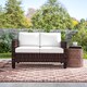 image 9 of Outsunny 2 Seater Rattan Sofa with Cushions, Wicker Garden Loveseat with Armrests, Outdoor Garden Sofa Couch with Steel Frame for Balcony, Porch, Brown