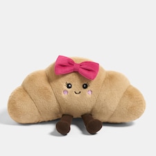 OHS Sweetie Pie Filled Novelty Scatter Cushion Soft Fleece Toy Pillow | Brown | Chloé the Bow Croissant