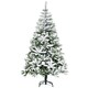image 1 of HOMCOM 6 Ft Snow Flocked Artificial Christmas Tree mas Pine Tree with Realistic Branches, Auto Open and Steel Base, Green