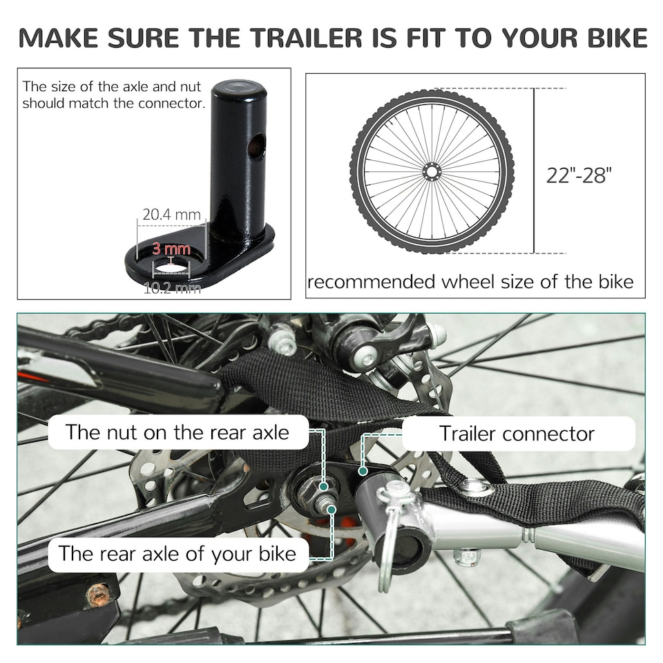 image 1 of PawHut Steel Frame Bike Trailer Dog Carrier