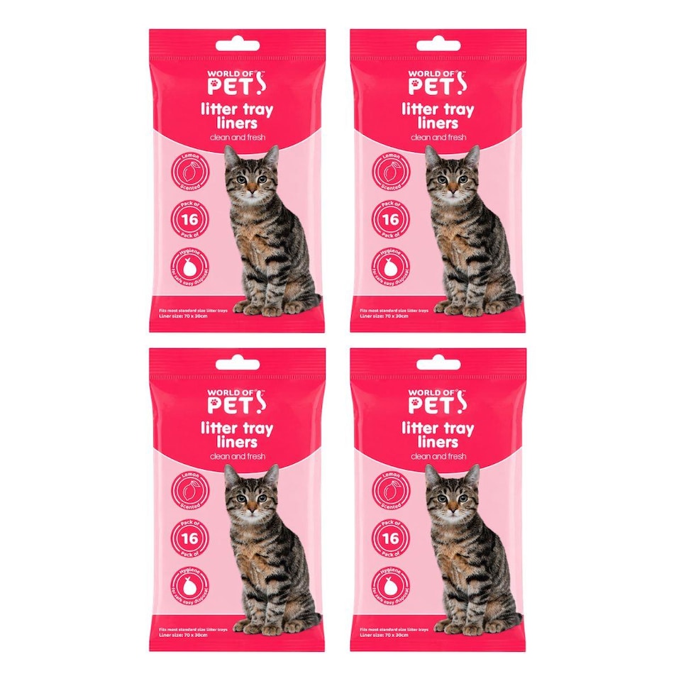image 1 of Set of 64 Cat Litter Tray Liners Disposable Waste Bags 30cm x 70cm Lemon Scented